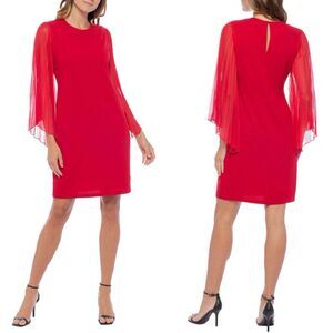NEW NWT Marina 268239 - Long Sleeve Chiffon Formal Sheath Dress Womens Size 14